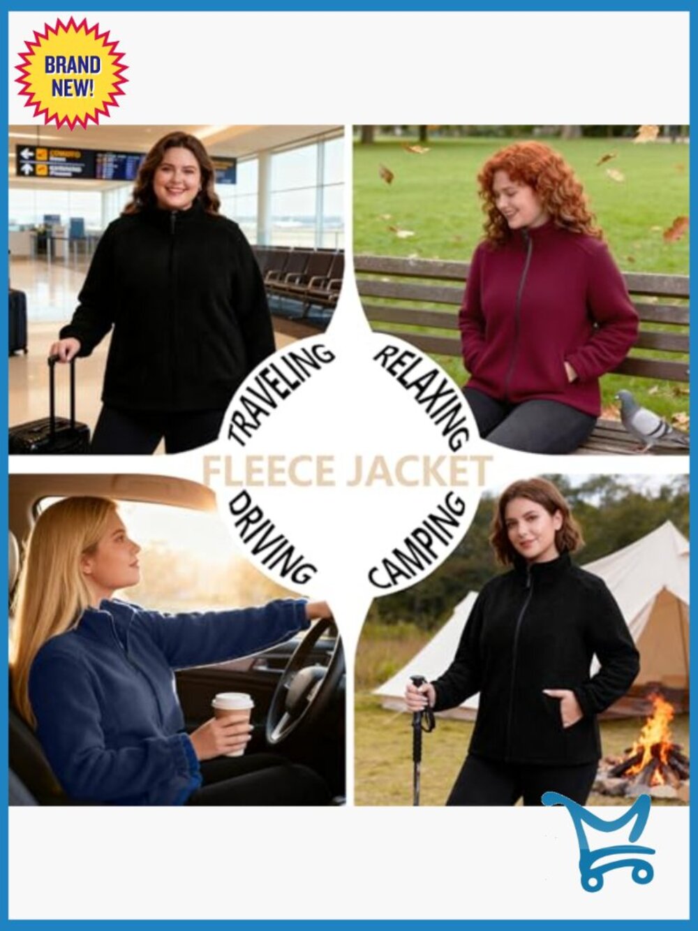 Plus Size Zip Up Fleece Jacket Lightweight Soft Polar Fleece - Picture 6 of 7